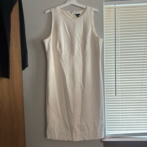 Ann taylor pencil dress sleeveless shift cream stretchy